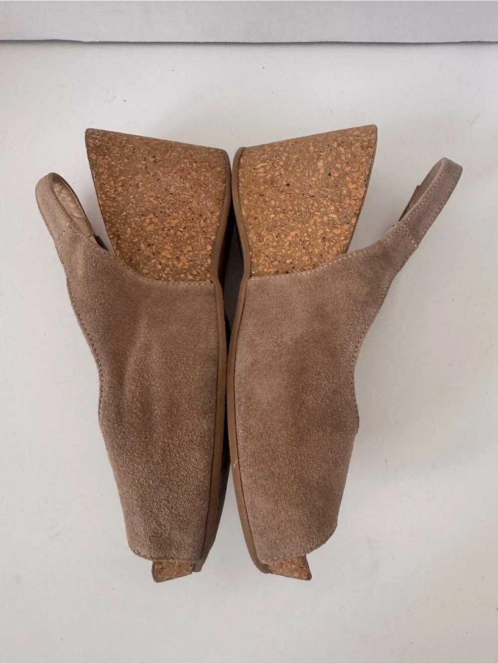 Cordani Italy Tan Suede Peep Toe Slingback Cork Wedge Sandals Size 40 US 9.5